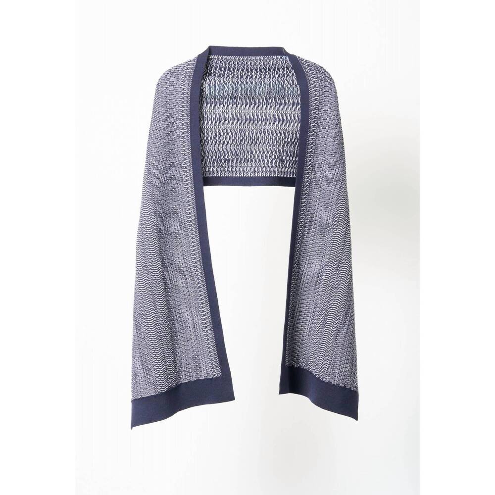 NEW NICHOLAS DALEY wave scarf in navy/ecru